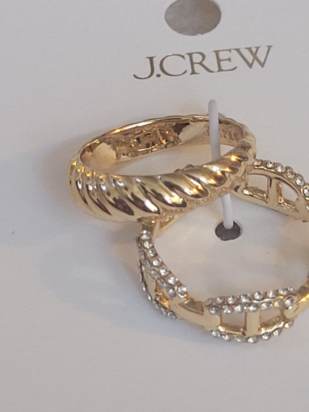 J. Crew Gold-Tone Twisted and Crystal Accent Ring Set